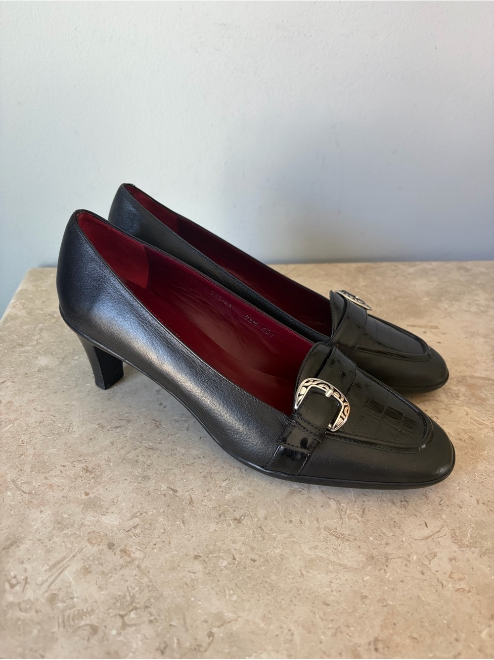 Brighton Galina Pumps Women’s Size 9.5 Black Leather Dress Shoes Italy Made